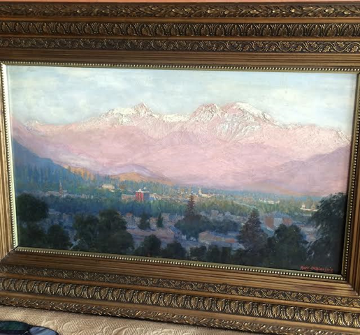 Kurt Schiering, painting, oil, 1917, Santiago, Chile, with cordilleras in the background